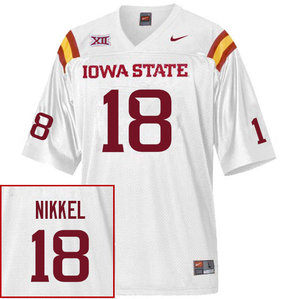 Men #18 Ben Nikkel Iowa State Cyclones College Football Jerseys Sale-White